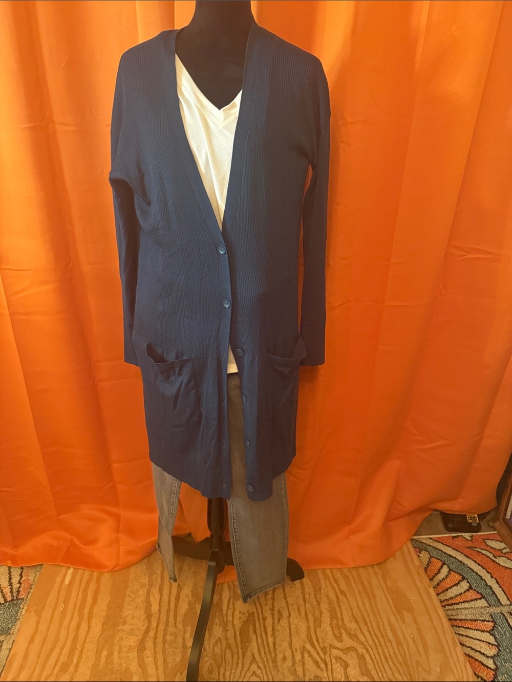 Halogen Teal Long Ribbed Cardigan